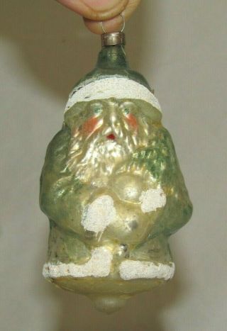 German Antique Glass Figural Blue Santa Christmas Ornament Decoration 1930 