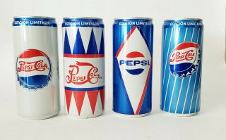 Rare Special Edition Vintage Pepsi Cola Set Of Cans 1945 1950 1959 1967 Mexico