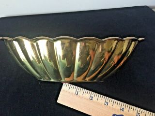Vintage Solid Brass Oval Planter Scalloped Edge Bowl Dish Patina