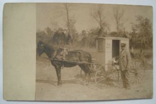 Horse,  Us Mail Rural Delivery Wagon,  Carrier Old 1904 - 20s Rppc Postcard; No Id