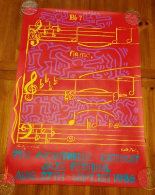 Montreux Jazz Festival Detroit Andy Warhol & Keith Haring Poster 1986
