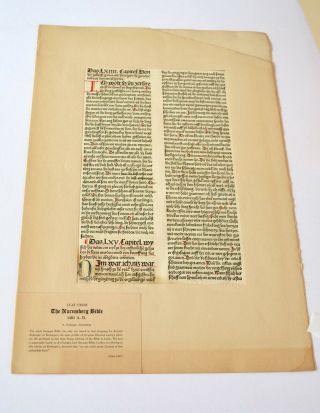 An Leaf From The Nuremberg Bible,  1483,  Some Hand Coloring