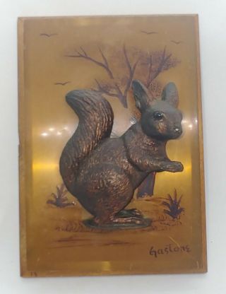 Vintage Gastone Copper Art Copperwares African Kudu & Squirrel 3d Wall Plaque -