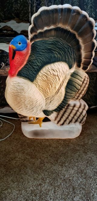 Vintage Thanksgiving Light Up Turkey Blow Mold Union Don Featherstone 25 "