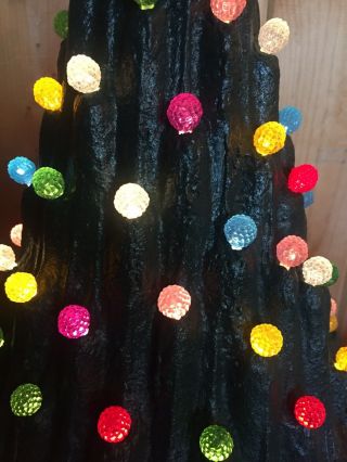 Pretty Vintage Ceramic Christmas Tree 23” Tall Green Round Pastel Bulbs,  Star 3