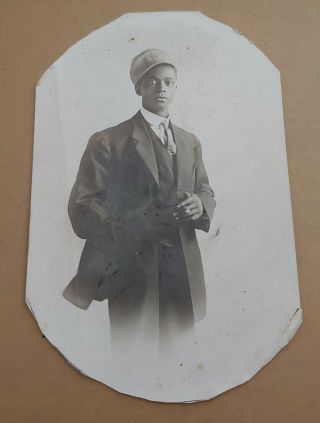 Antique Black Americana African American Young Man Photo Postcard