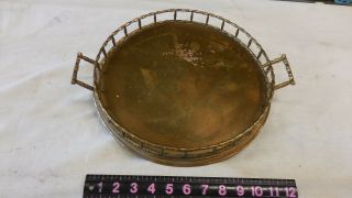 Vintage Solid Brass Oval Serving Tray With Handles 14 1/2” X 12”
