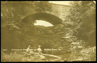 Rppc Fishing Foot Of Falls Ridley Park Pa Delaware County Pa 1918 By Garraway