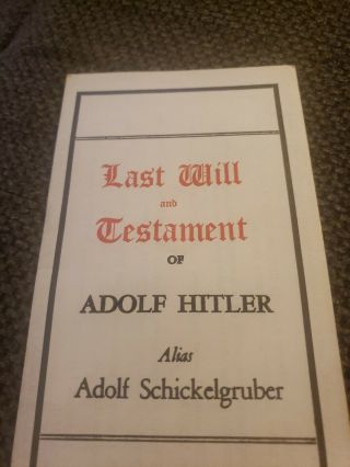 1942 WWII Last Will and Testament of Adolf Hitler German Parody Document “Humor” 2