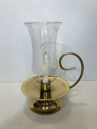 Baldwin Colonial Williamsburg Brass Candle Holder W/glass Hurricane Globe Usa