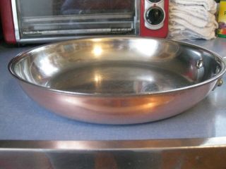 Vintage Heavy Cuisinart 10 " Copper Skillet Stainless Steel Handle& Lining