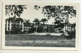 Ca 1940s Rppc Postcard Panama Canal Zone Ancon Hotel Tivoli Parked Cars Ekc