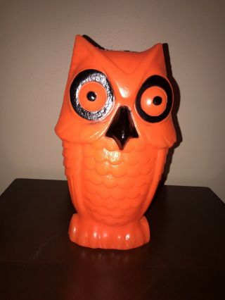 Vintage Halloween Lighted Blow Mold Owl Table Or Yard Decoration Tico Toys