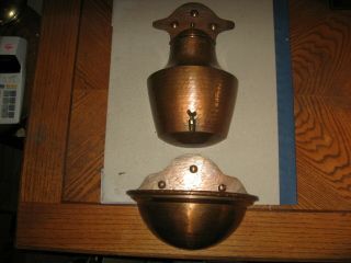 Vintage Hammered Copper Arts & Crafts Wall 3 Piece Wall Fountain Lavabo