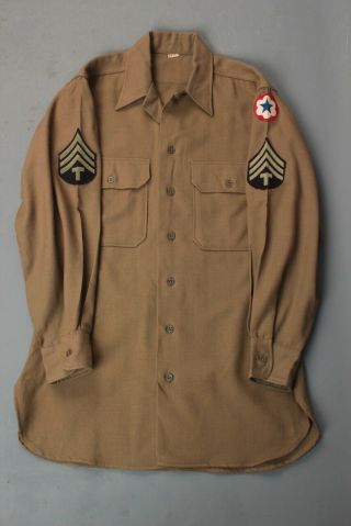 Wwii Us Army Wool Uniform Shirt Sz M 15x32 Army Service Forces Ww2 Vtg Men 