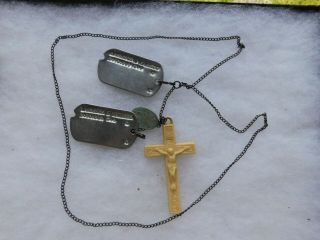 Wwii Us Dog Tags With Sterling Chain J Hooks And Cross