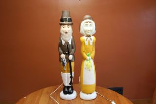 Vintage Union Products Don Featherstone Lighted Blow Mold Pilgrim Man/lady 1996