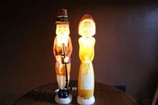 Vintage Union Products Don Featherstone Lighted Blow Mold Pilgrim Man/Lady 1996 2