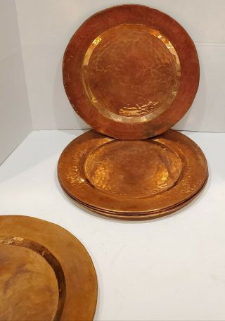 5 Vintage Hand Hammered Round Copper Plate Or Platter 12 "