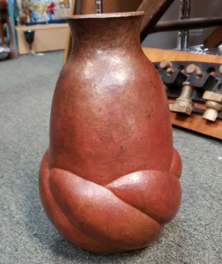 Mid 20th Century Mexican Hand Hammered Copper Vase