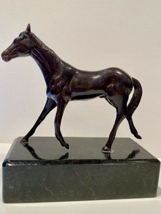 Vintage Maitland Smith Bronze Horse On Marble