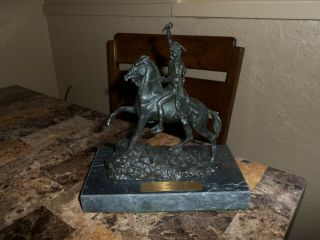 Frederic Remington Signed Sculpture (scalp) On Marble Base