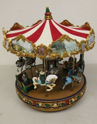 Mr Christmas Holiday Around The Carousel Plays 15 Songs Complete Open Box.
