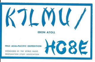 Qsl 1965 Ebon Atoll Don Miller Radio Card