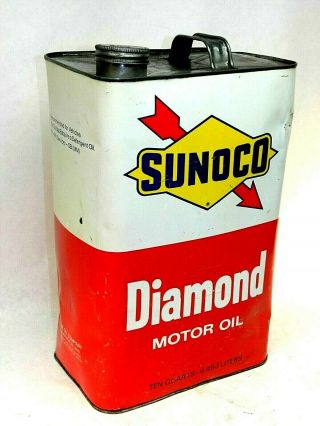 Vintage Sunoco Diamond Motor Oil 10 Quart Can Gas Advertising Collectible