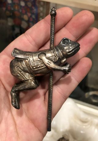 Vintage Cazenovia Abroad Sterling Silver Frog Carousel Ornament Limited Edition