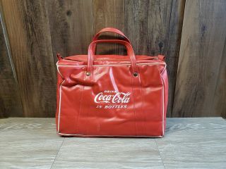 Drink Coca Cola In Bottles Vinyl Cooler Carrier Insulated Bag Vintage 1950s Euc