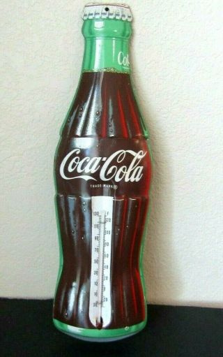 Vintage Usa Made Coca Cola Tin Thermometer 16 Inches