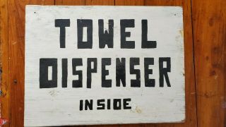 Vintage Hand Painted Old Wood " Towel Paper Here " Sign