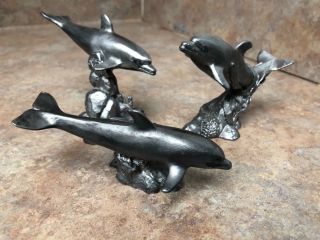 Pewter Dolphin Set Of 3 By Michael Ricker 1995 To 1997 1105
