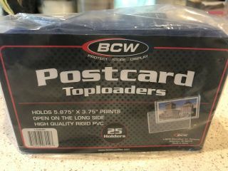 Twenty - Five (25) Postcard Toploaders Longside Bcw Rigid Pvc 5.  875x3.  75