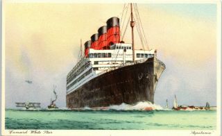 Postcard Rms Aquitania Cunard White Star Line Ocean Liner Steamship Wb