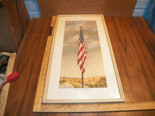 1942 Old Glory Print Framed Patriotic Lithograph Us Flag By C.  A.  Sherman