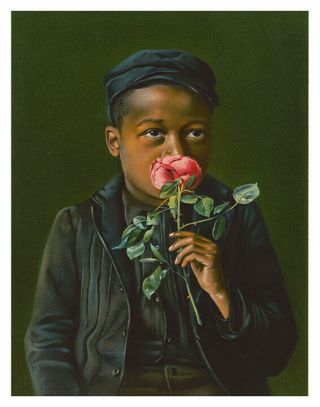 African American Boy With Rose Restored From 1895 Lithograph Photoprint 3 Sizes
