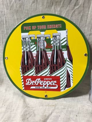 Vintage Dated 1940 Drink Dr.  Pepper " Good For Life " Porcelain Sign Soda 6 Pack