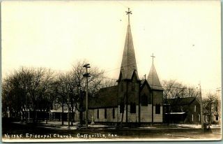 1909 Coffeyville,  Kansas Rppc Real Photo Postcard Episcopal Church Street View