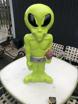 Htf General Mold Halloween 36 " Green Alien With Laser Lighted Blow Mold