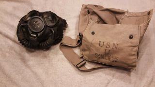 Ww2 Us Navy Mark 4 Gas Mask W/ Bag Read Descrip.