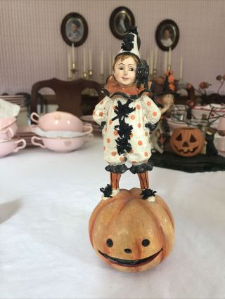 9 " Tall Bethany Lowe Halloween Clown On A Pumpkin Bruce Elsass Retired