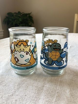 Vintage Pokemon Welchs Jelly Jars Glass Squirtle Togepi Set
