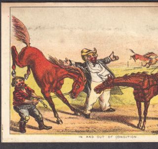 Currier & Ives © 1880 In & Out Horse Race Comic Victorian Trade Card 3
