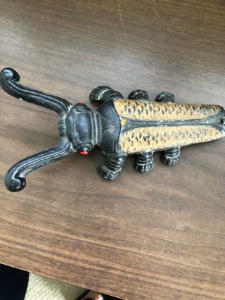 Antique Cast - Iron Longhorn Beetle Boot Jack 9” Metalware 1880s Primitive