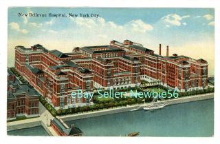 York City Nyc - Bellevue Hospital On East River - Postcard Insane Asylum