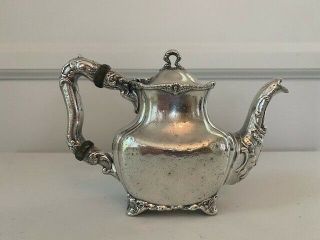 Vintage Hotel Touraine Silver Soldered Restaurant Ware Teapot With Crest,  Ornate