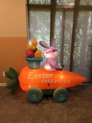 Gemmy Prototype Animated Airblown Inflatable Easter Speedster Race Car Blow Up