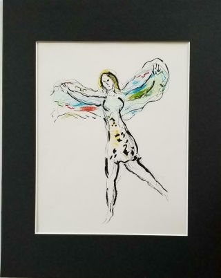 Marc Chagall " Daphnis & Chloe Costume " Matted In Black Or White Lithograph 1968